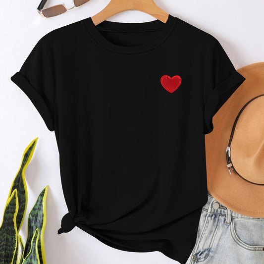 Camiseta - Estampado en forma de corazón y cuello redondo para mayor comodidad