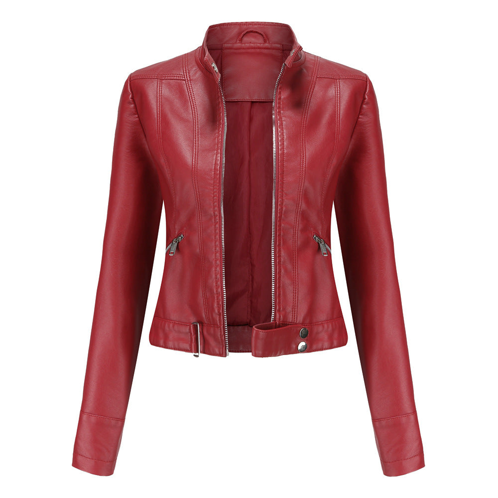 Elegante chaqueta de cuero para mujer