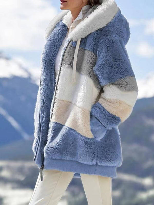 Gabriela | Chaqueta con capucha de felpa multicolor