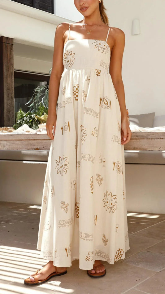 maxi vestido marrón con encanto soleado y detalles recortados