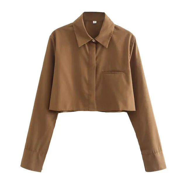 IRENE | Blusa corta de manga larga para mujer