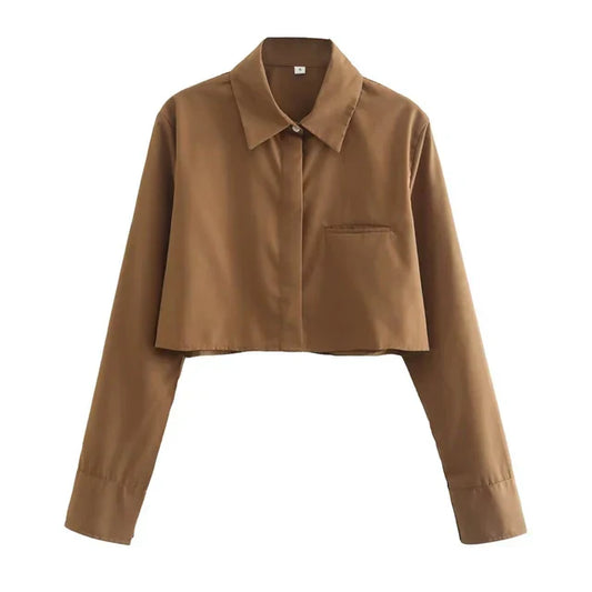 IRENE | Blusa corta de manga larga para mujer