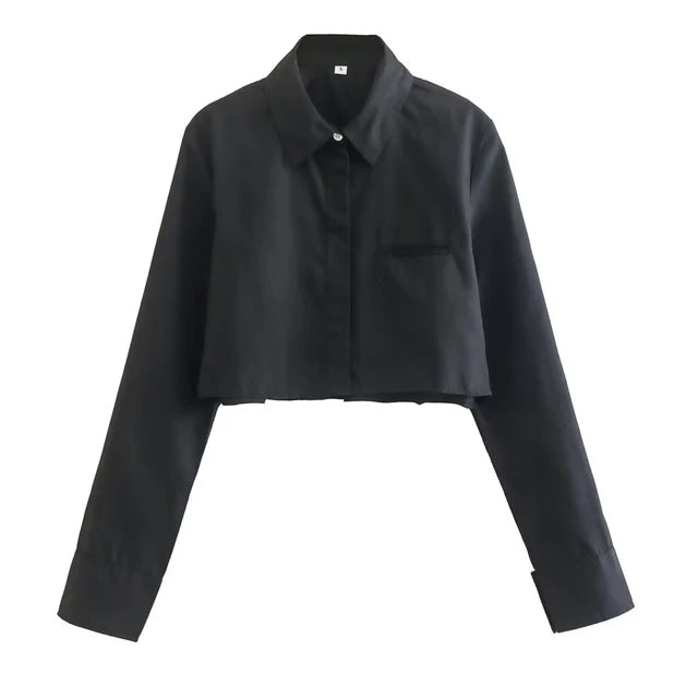 IRENE | Blusa corta de manga larga para mujer