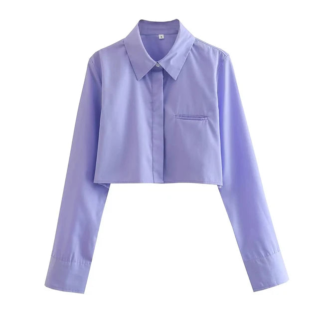 IRENE | Blusa corta de manga larga para mujer