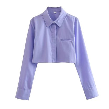 IRENE | Blusa corta de manga larga para mujer