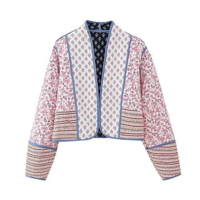 Chaqueta vintage patchwork floral de mujer