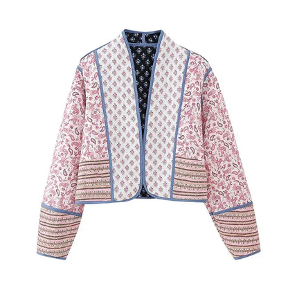 Chaqueta vintage patchwork floral de mujer