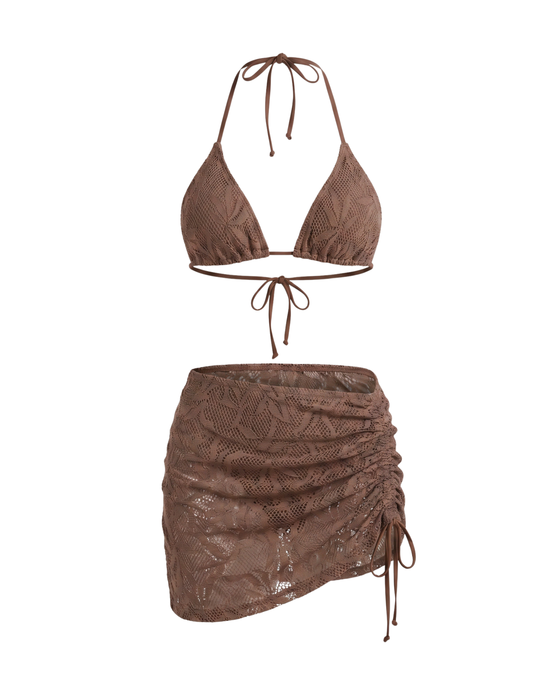 Damskie Bikini Trójkątne Z Marszczonym Pareo