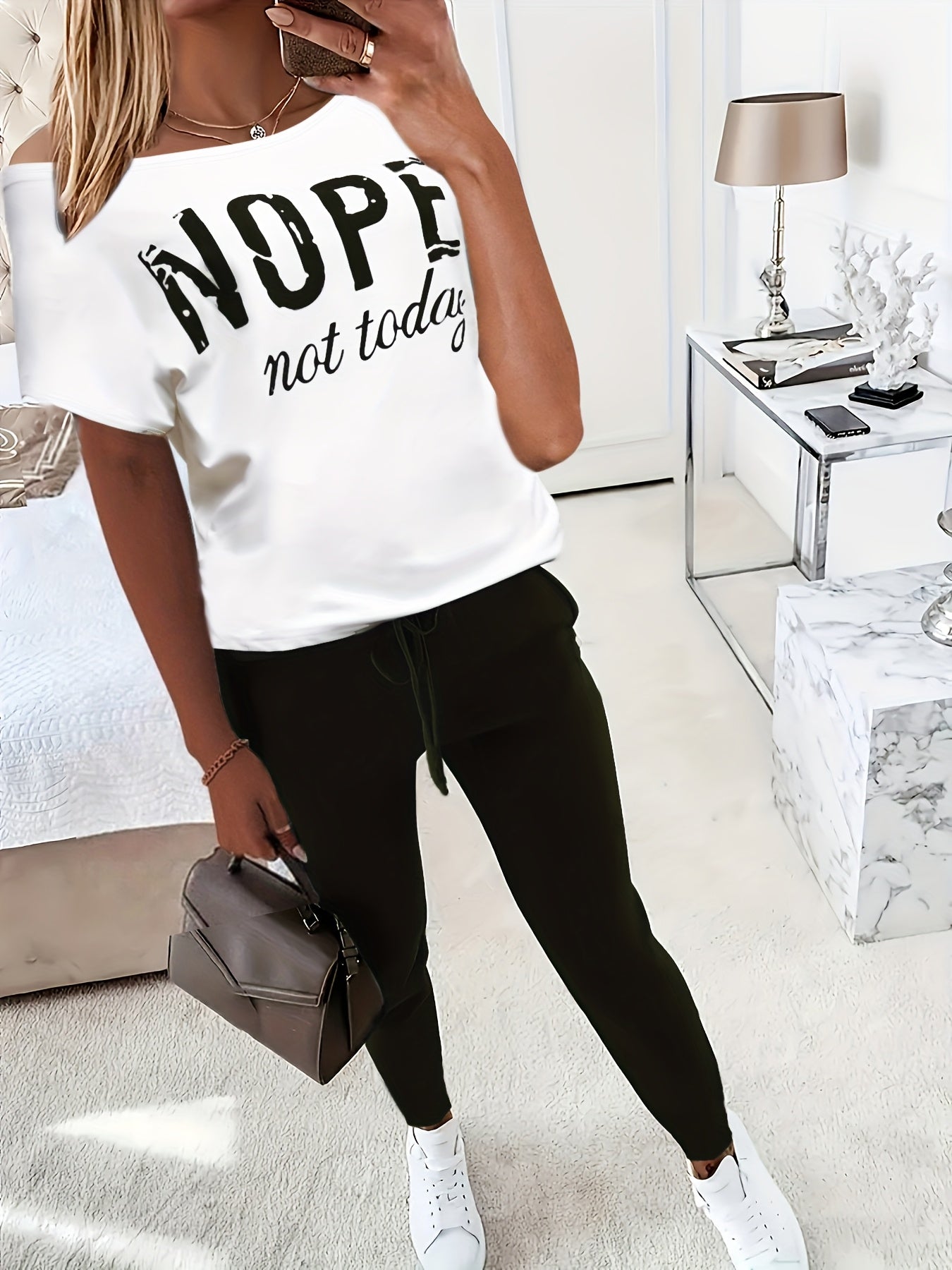 Conjunto de dos piezas - Camiseta casual de manga corta y pantalón largo