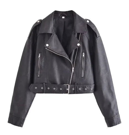 Chaqueta casual de cuero vegano en corte midi para mujer | Perfecta para días informales