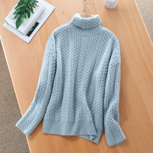 Jersey de punto de invierno con cuello alto para mujer