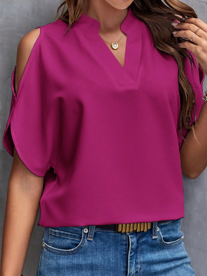 Blusa con cuello en V - Mangas raglán y comodidad transpirable