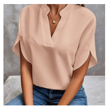 Blusa con cuello en V - Mangas raglán y comodidad transpirable