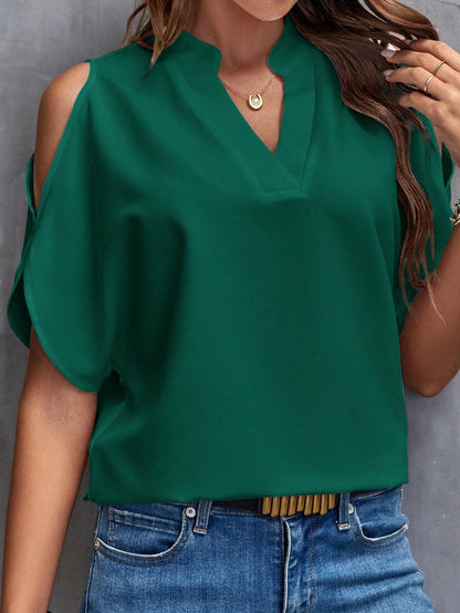 Blusa con cuello en V - Mangas raglán y comodidad transpirable