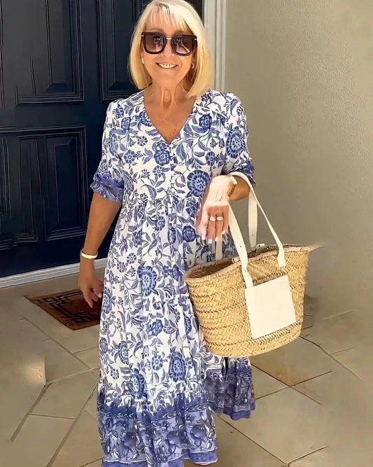 VESTIDO BOHEMIO CON CUELLO EN V
