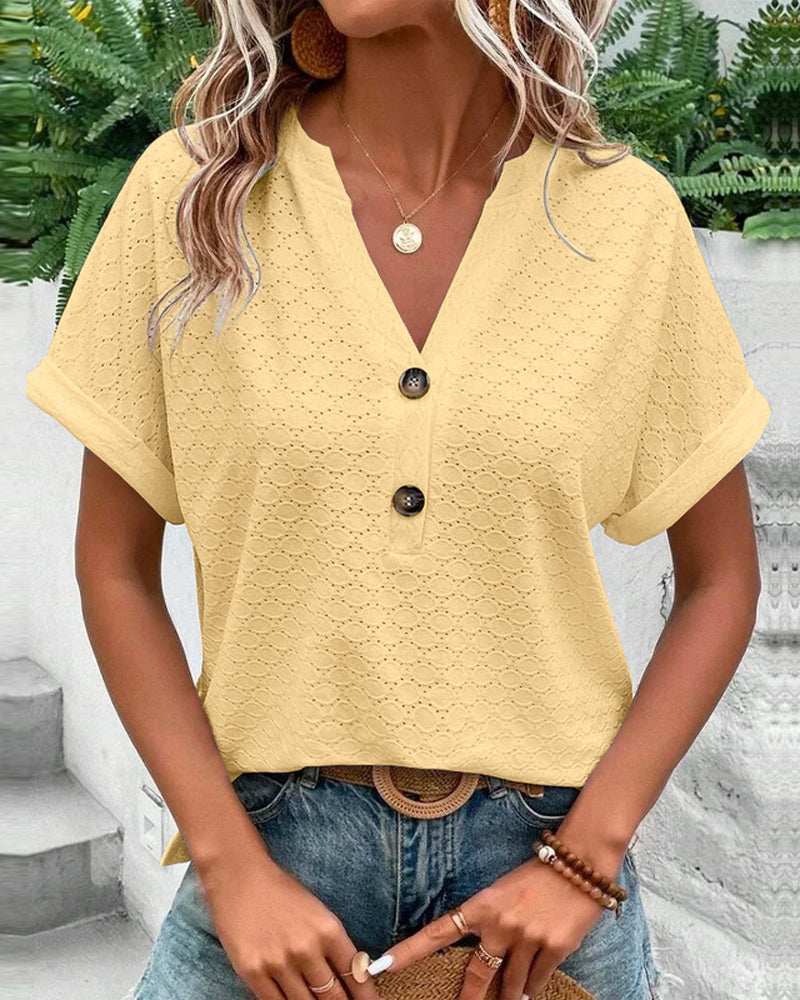 Chelsea - Top de color liso con cuello en V