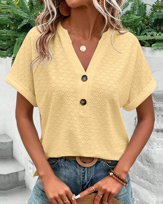 Chelsea - Top de color liso con cuello en V