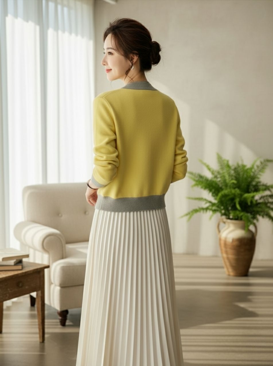 Verline | Cárdigan retro de mujer de punto patchwork, elegante y cómodo