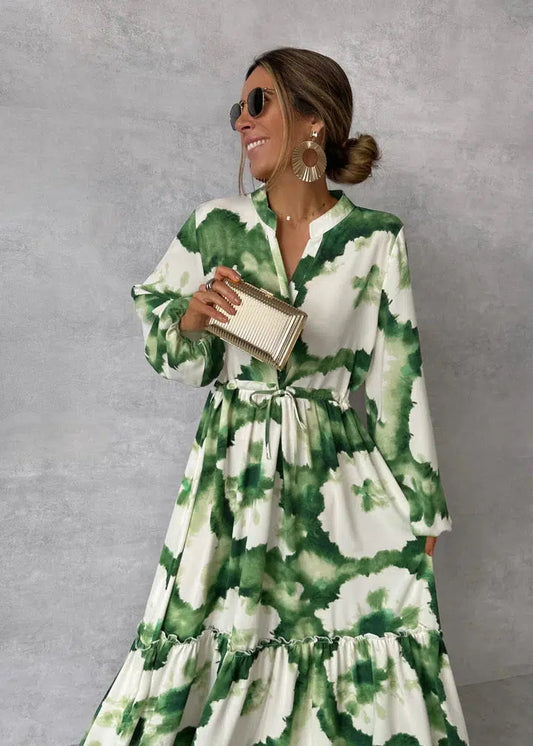 Elegante maxi vestido con escote en V