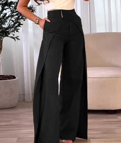 Elegantes pantalones de cintura alta para mujer