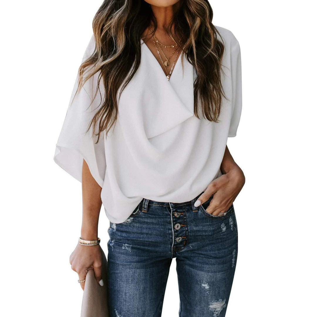 Nellie - Blusa drapeada para mujer - Elegante y versátil