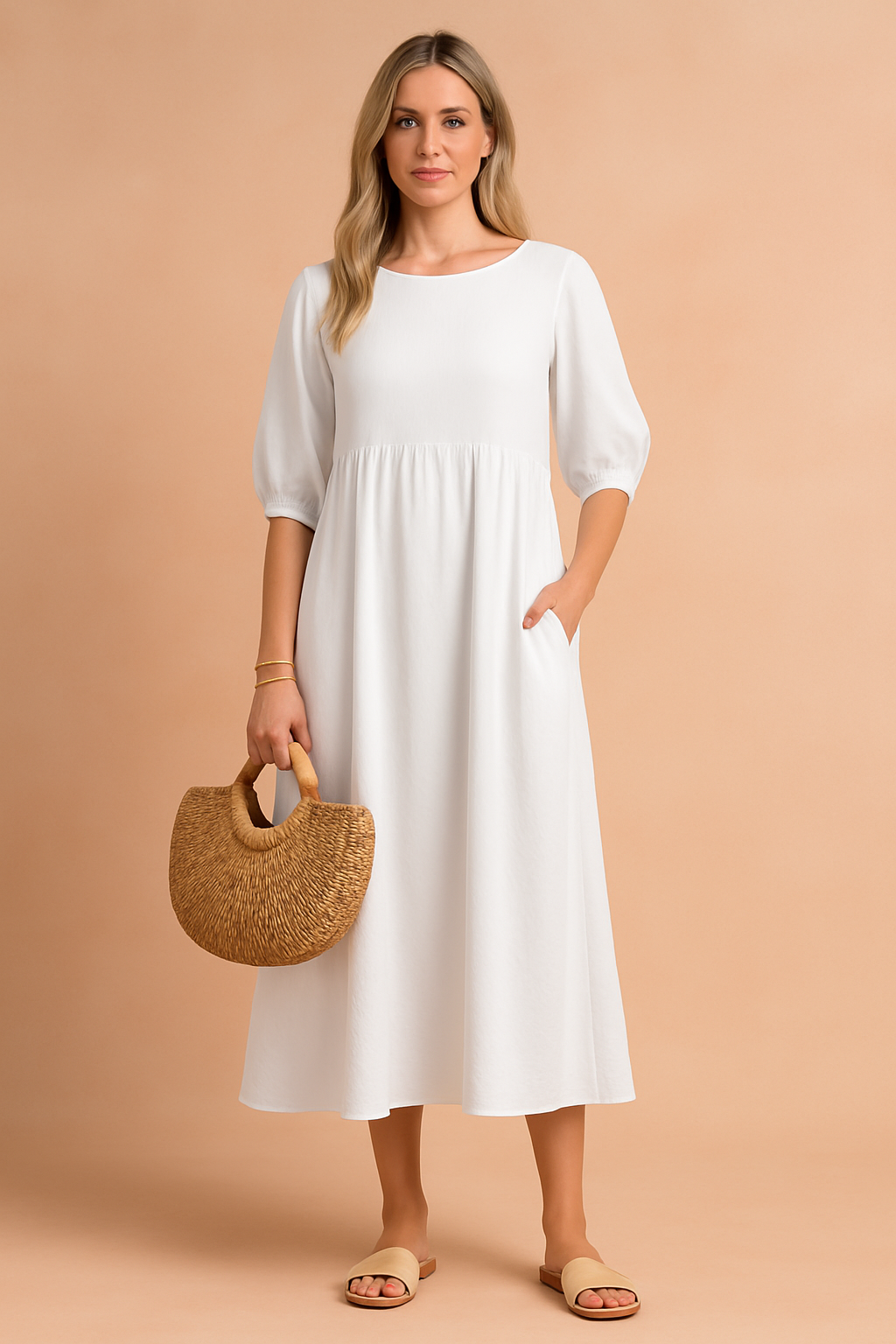 Sukienka Midi Typu Smock