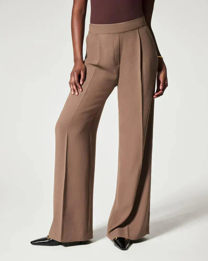 Pantalones plisados anchos para señora