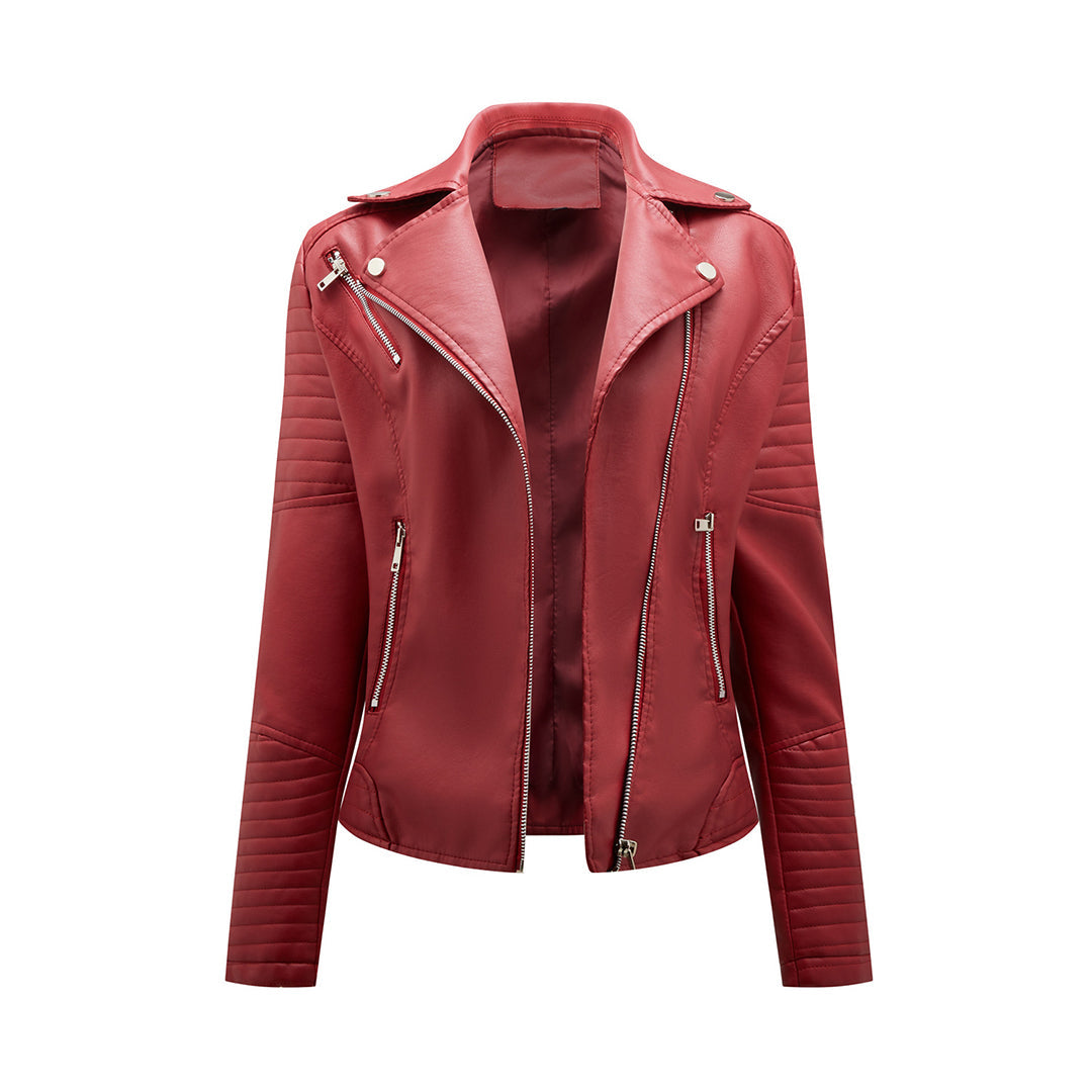 Elegante chaqueta de cuero para mujer