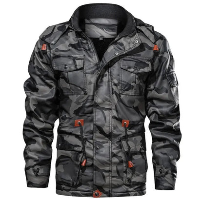 Elegante chaqueta de invierno de camuflaje con múltiples bolsillos para hombre | Ideal para otoño/invierno