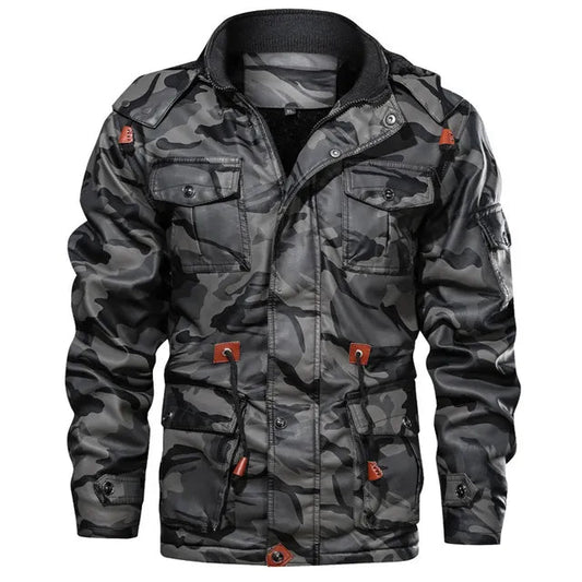 Elegante chaqueta de invierno de camuflaje con múltiples bolsillos para hombre | Ideal para otoño/invierno