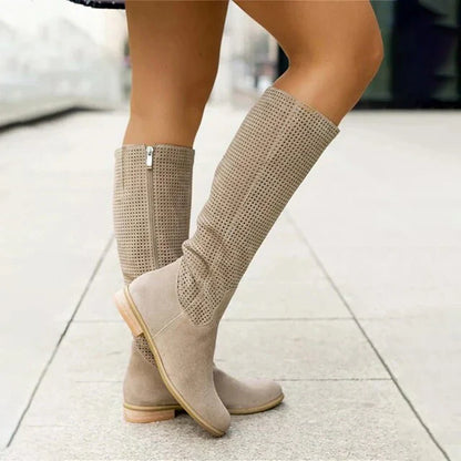 Botas largas de invierno con cremallera para mujer