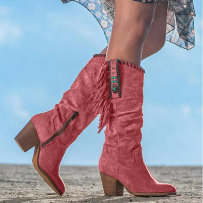 Botas largas de inspiración occidental para mujer - Delina