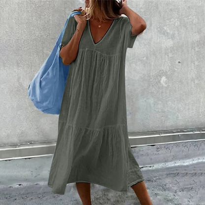 Wylla - Vestido informal de mujer con cuello en V y bolso de mano liso