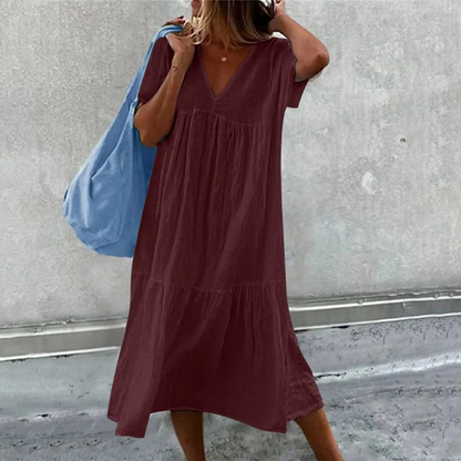 Wylla - Vestido informal de mujer con cuello en V y bolso de mano liso