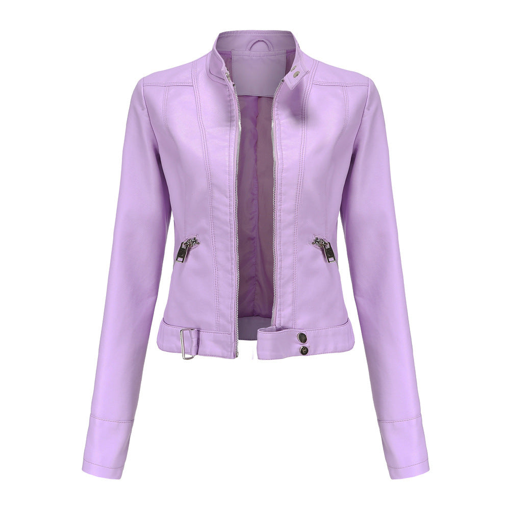 Elegante chaqueta de cuero para mujer