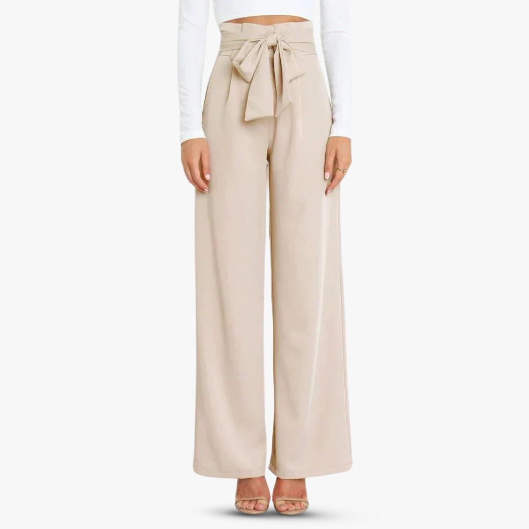 Pantalones anchos de mujer con cinturón de corbata