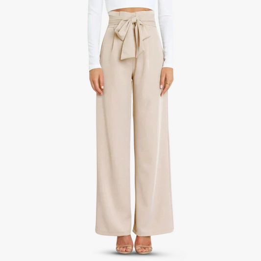 Pantalones anchos de mujer con cinturón de corbata