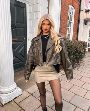 Chaqueta Quinlynn | Chaqueta corta de cuero para moto