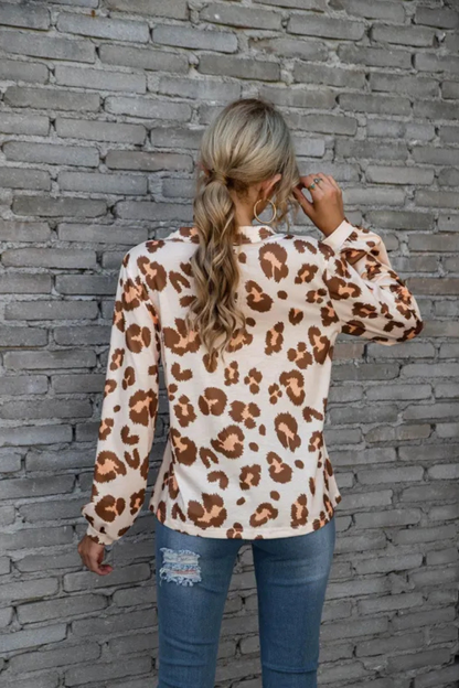 Zadie | Top de manga larga de leopardo suelto