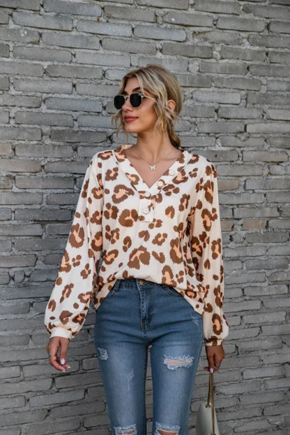 Zadie | Top de manga larga de leopardo suelto