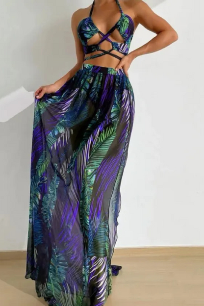 Zandria | Blusa Falda de gasa Traje de baño de tres piezas