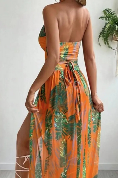 Zandria | Blusa Falda de gasa Traje de baño de tres piezas