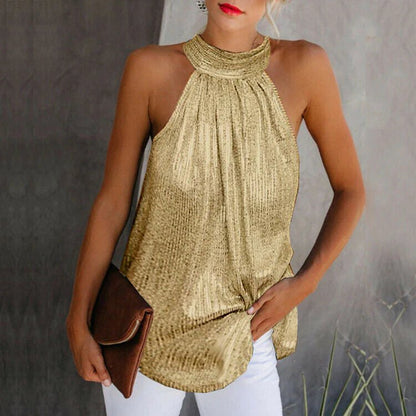 Sandra - Top metálico sin mangas para mujer - Elegante y moderno