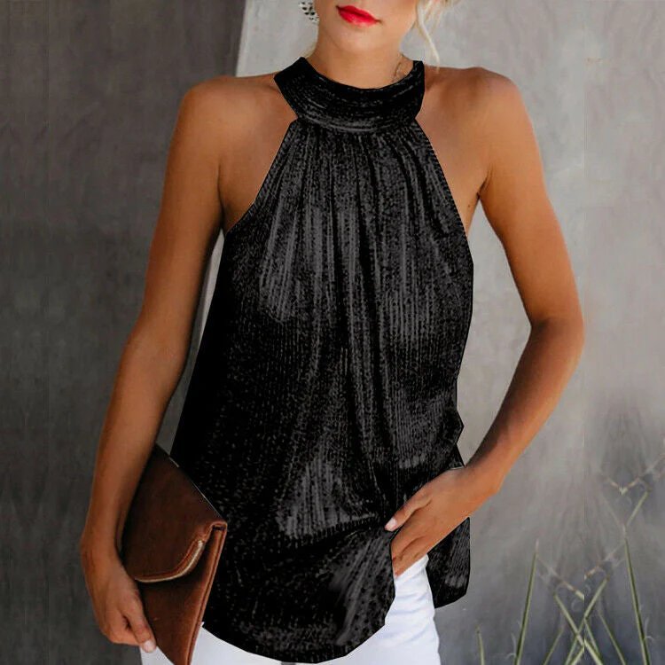 Sandra - Top metálico sin mangas para mujer - Elegante y moderno