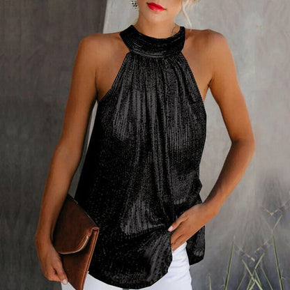Sandra - Top metálico sin mangas para mujer - Elegante y moderno