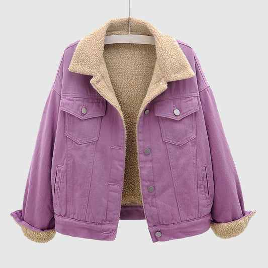 Elegante cazadora vaquera de terciopelo para mujer