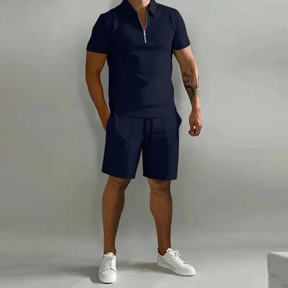 Lorenzo Conjunto de dos piezas | Lujoso conjunto de polo y pantalón corto de verano para hombre