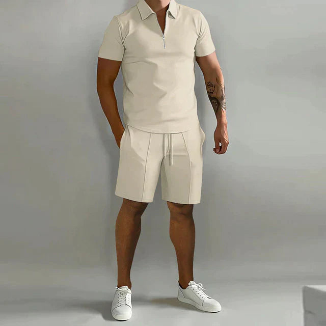 Lorenzo Conjunto de dos piezas | Lujoso conjunto de polo y pantalón corto de verano para hombre