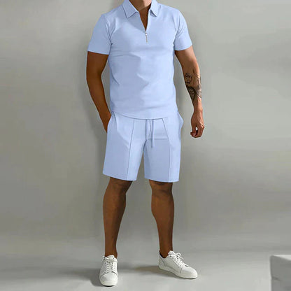 Lorenzo Conjunto de dos piezas | Lujoso conjunto de polo y pantalón corto de verano para hombre