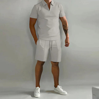 Lorenzo Conjunto de dos piezas | Lujoso conjunto de polo y pantalón corto de verano para hombre